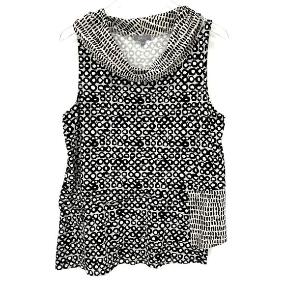 Habitat Sleeveless Asymmetric Tank Top Size L Cowl Neck Printed Lagenlook Shirt - Picture 1 of 10